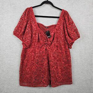 Torrid Women’s Babydoll Chenille Lace Square Neck Blouse Plus Size 4X NEW
